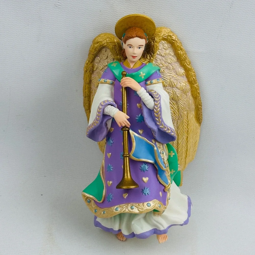 Hallmark Graceful Glory Angel Ornament Purple Gold Horn Christmas Keepsake 2000‎